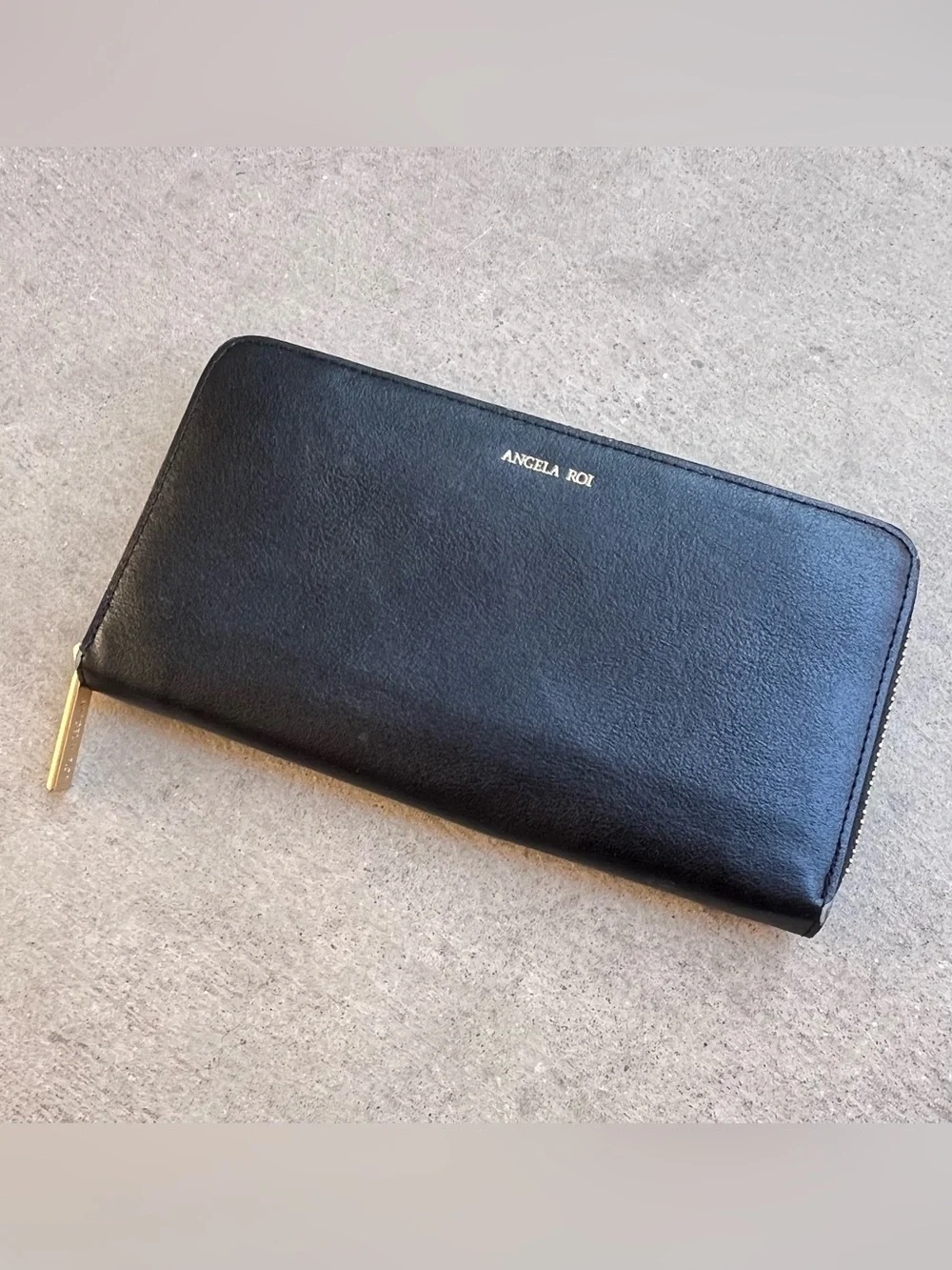 Angela Roi black zip wallet